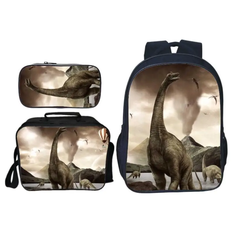 3Pcs/Set Popular Fashion Animal Printing Jurassic World Children School Bags Dinosaur Boys Backpack for Kids Schoolbag Girls | Багаж и