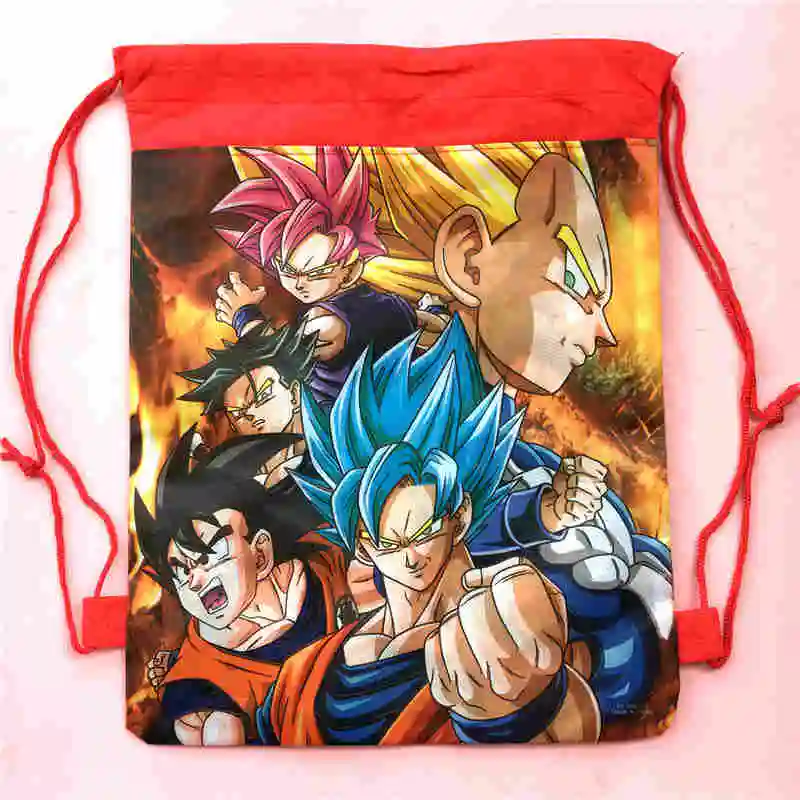 E red 20 шт. 6 видов конструкций 34*27 см Dragon Ball нетканый рюкзак из ткани на шнурке, школьный рюкзак для мальчиков, сумка для покупок - Цвет: E red