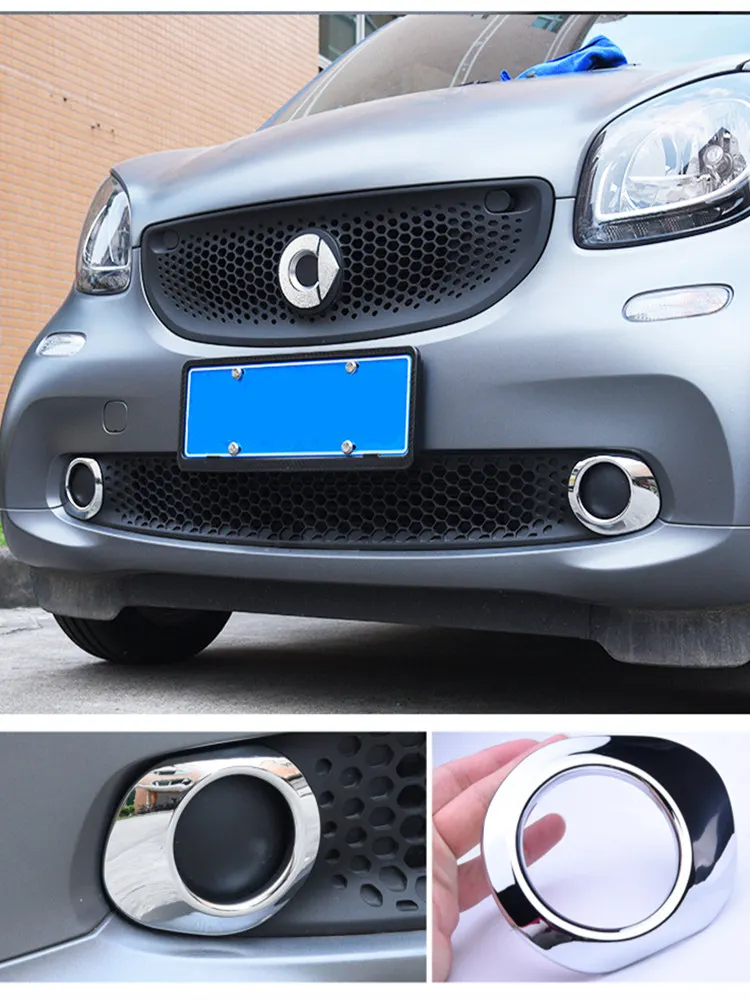 Для Mercedes smart 453 forfour fortwo передние противотуманные фары автомобильный аксессуар Внешняя Автомобильная Наклейка ABS хромированная отделка автомобильный Стайлинг 2 шт