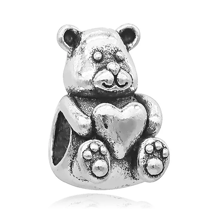 love bear Европейский Серебряный браслет в виде единорога Микки Минни Дональда Дака из бисера, очаровательный браслет Pandora, ювелирные изделия для женщин - Цвет: love bear