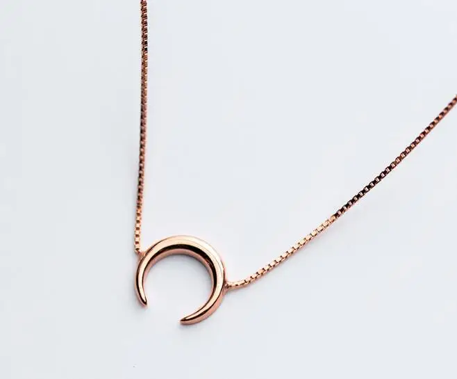 SMALL 10mm*9mm CUTE Authentic 100% REAL. 925 Sterling Silver fINE Jewelry golden Moon crescent pendant Necklace GTLx1773 | Украшения и