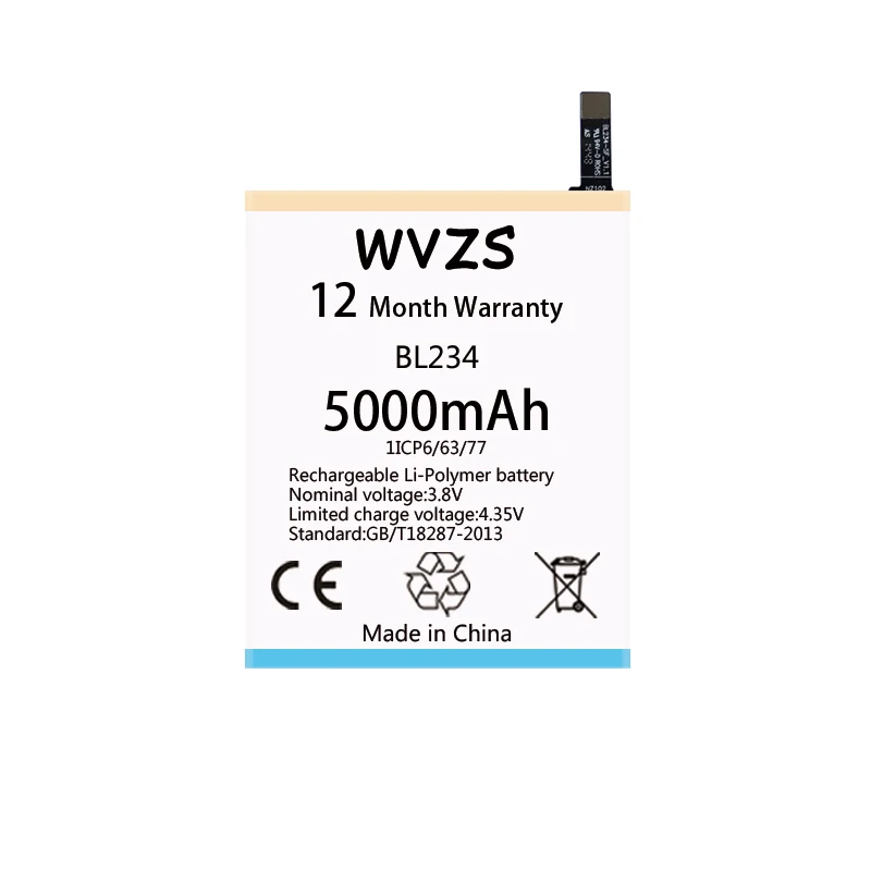 Wvzs 5000 мАч литий-полимерный аккумулятор BL234 для lenovo A5000 Vibe P1M P1MA40 P70 P70t P70-T P70A P70-A
