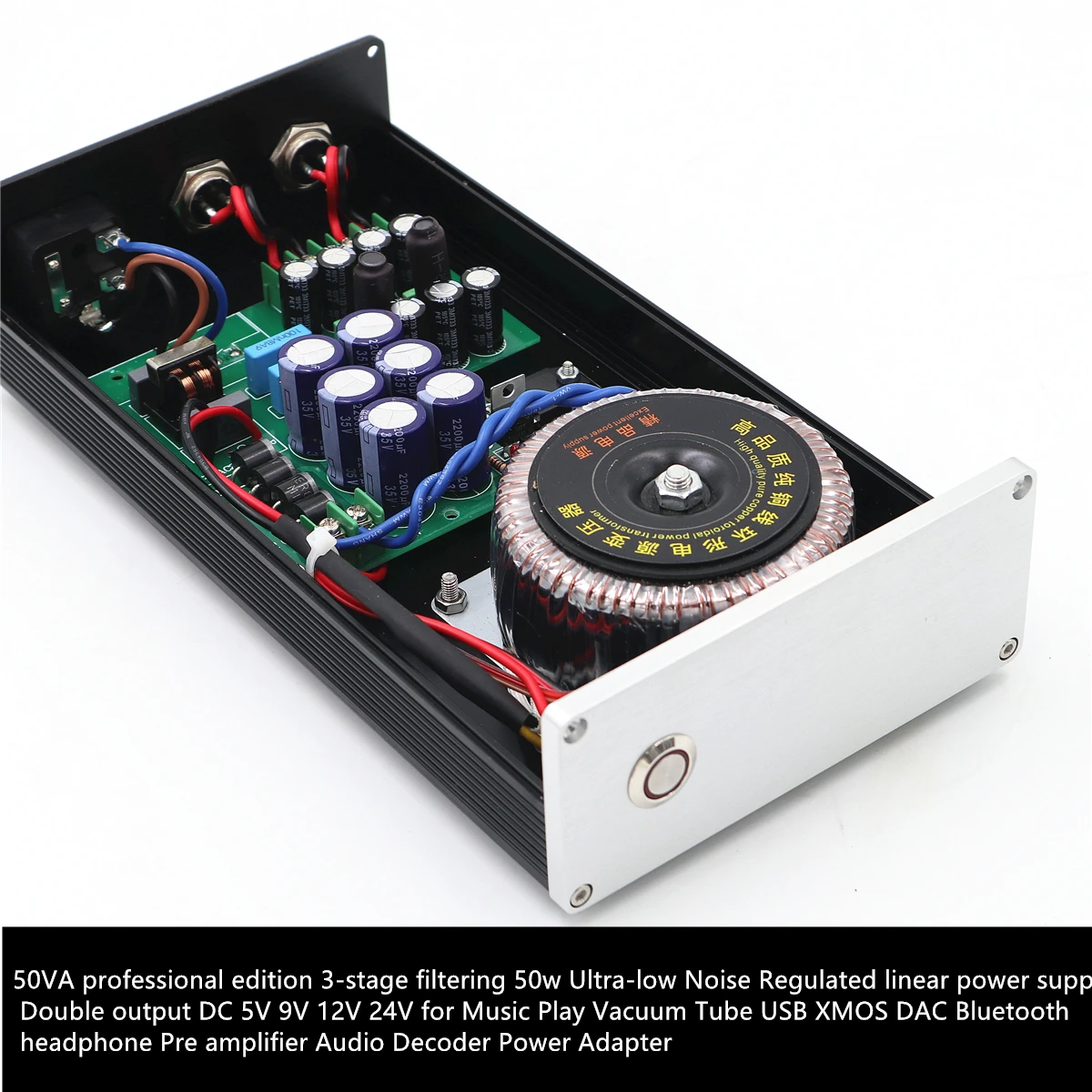 

50w professional edition 3-stage filtering 50VA HIFI Ultra-low Noise Regulated linear power supply Double output DC5V 9V 12V 24V