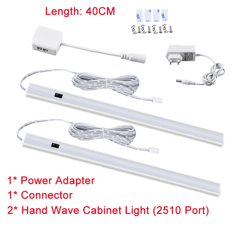 2510 Port 2x40cm EeeToo светодиодный Ночной светильник с датчиком, ручной волновой развертки под шкаф, светильник DC 12 В, датчик движения, ночник, кухонный шкаф, барный светильник s Home - Испускаемый цвет: 2510 Port 2x40cm