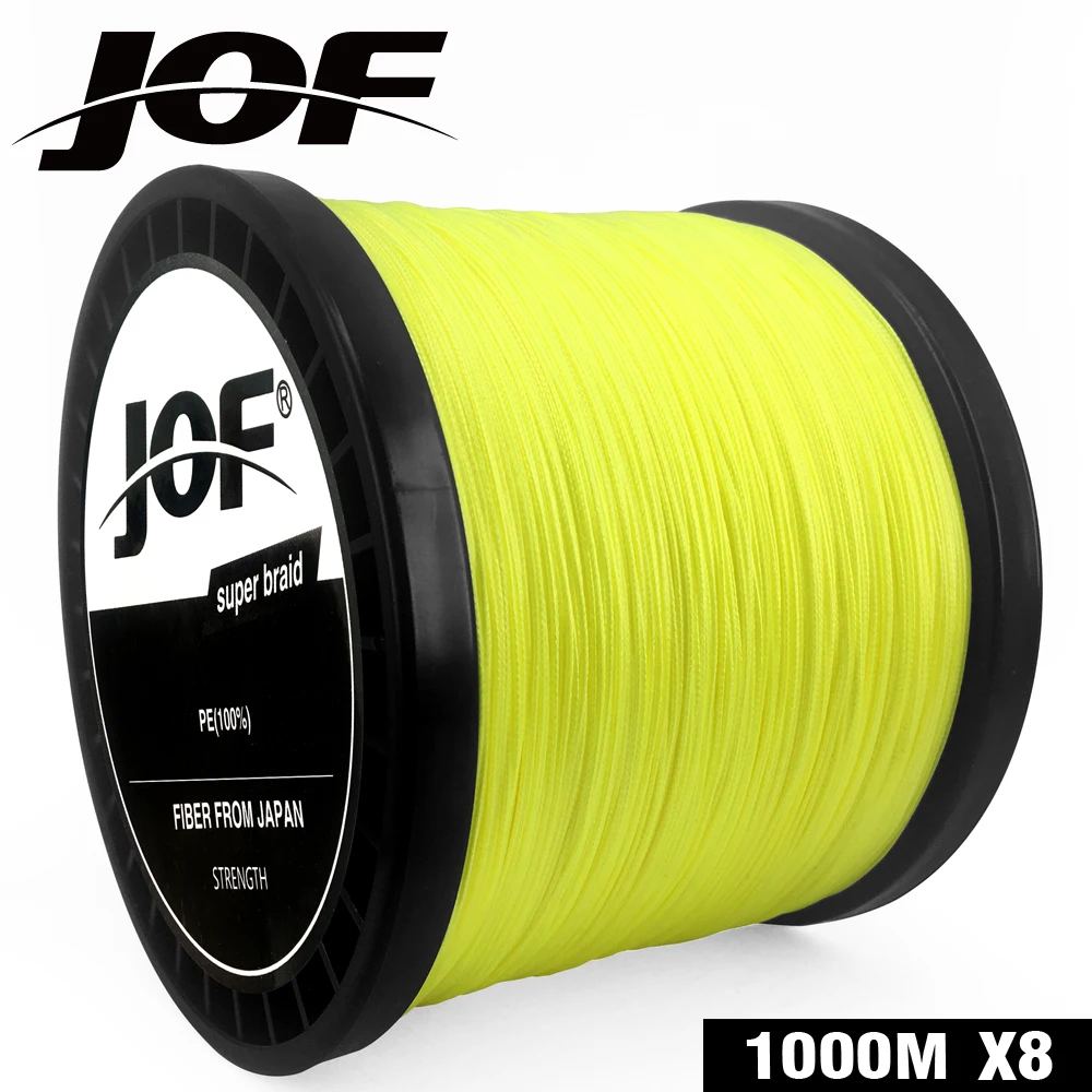 Желтая плетеная леска JOF 8 нитей 100 м 150 300 500 1000 шнур linha multifilamento 2019|Рыболовные лески|