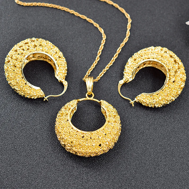 Sunny Jewelry цветок Ювелирные наборы для женщин колье серьги кулон большие круглые