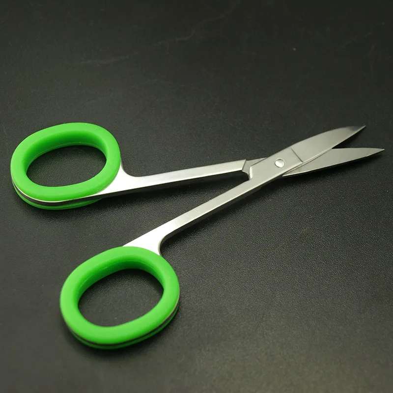 EasyNail 2pcs нержавеющая сталь с зеленым силиконовым кольцом подстриженная брови косметические инструменты ножницы марлевые резки, ножницы для кутикулы