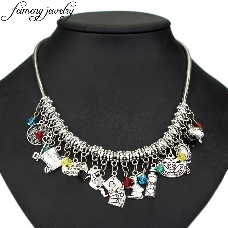 Женские ожерелья с кулоном Eat Me Alice In Wonderland кристаллами|alice in|alice in wonderlandstainless steel