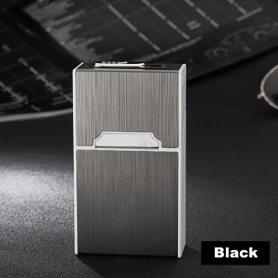 Black Dual Arc USB Зажигалка Водонепроницаемая 20 шт сигаретная коробка с табаком плазменная Зажигалка чехол для сигарет электронные гаджеты для мужчин - Цвет: Black