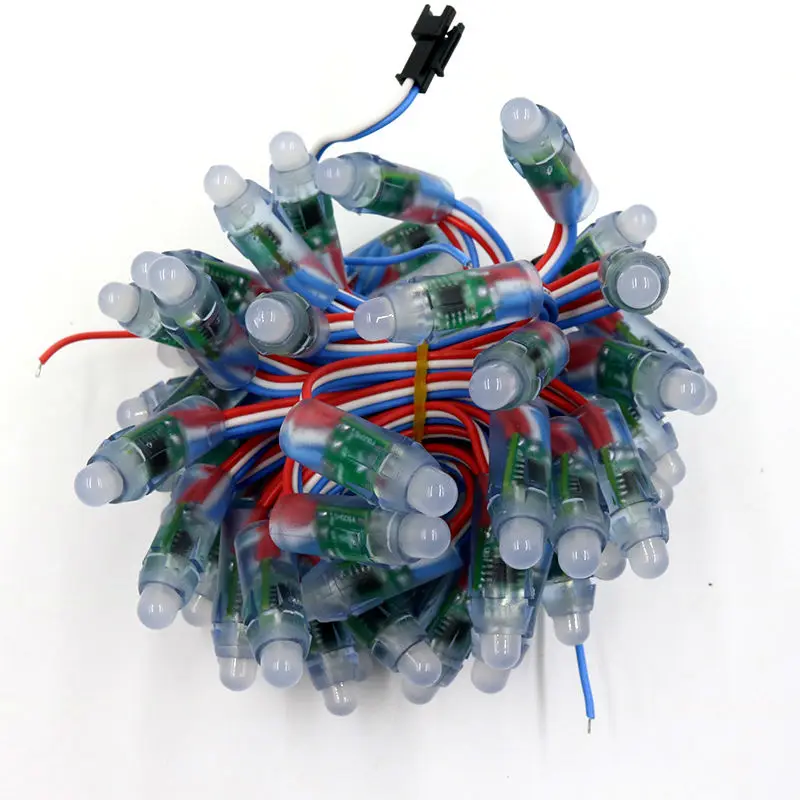addressable rgb full color digital 12mm WS2811 led pixel string light Round shape 50pcs/string Waterproof IP68 DC5V input | Лампы и