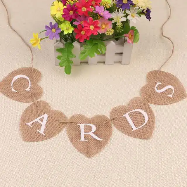 1 комплект карты любящее сердце мини гессенской мешковины баннер рустикальная