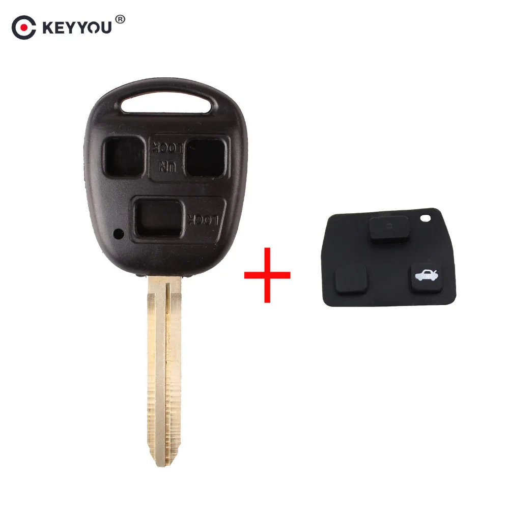 

KEYYOU 3 Buttons Remote Key Shell TOY43 Blade Fob Case For Toyota Yaris Prado Tarago Camry Corolla With Rubber Button Pads