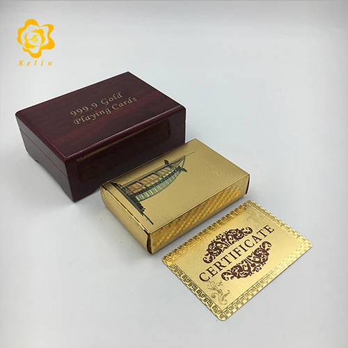 Dubai10-red-box Цветные игральные карты из фольги 24 k в Дубае 54 шт./компл. U.A.E. Покерная игровая площадка для коллекции с красной деревянной коробкой - Цвет: Dubai10-red-box