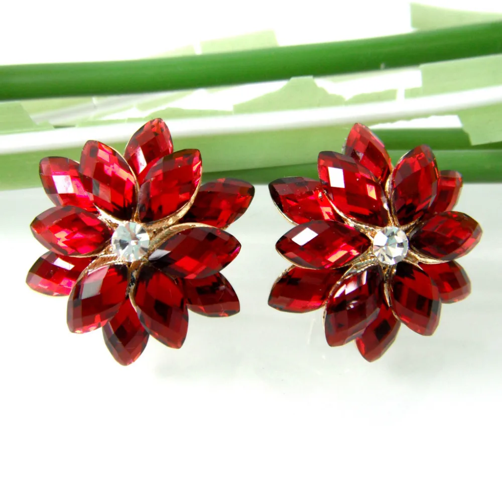 Навачи красный цветок желтый GP горный хрусталь кристалл клип-стенд пирсинг