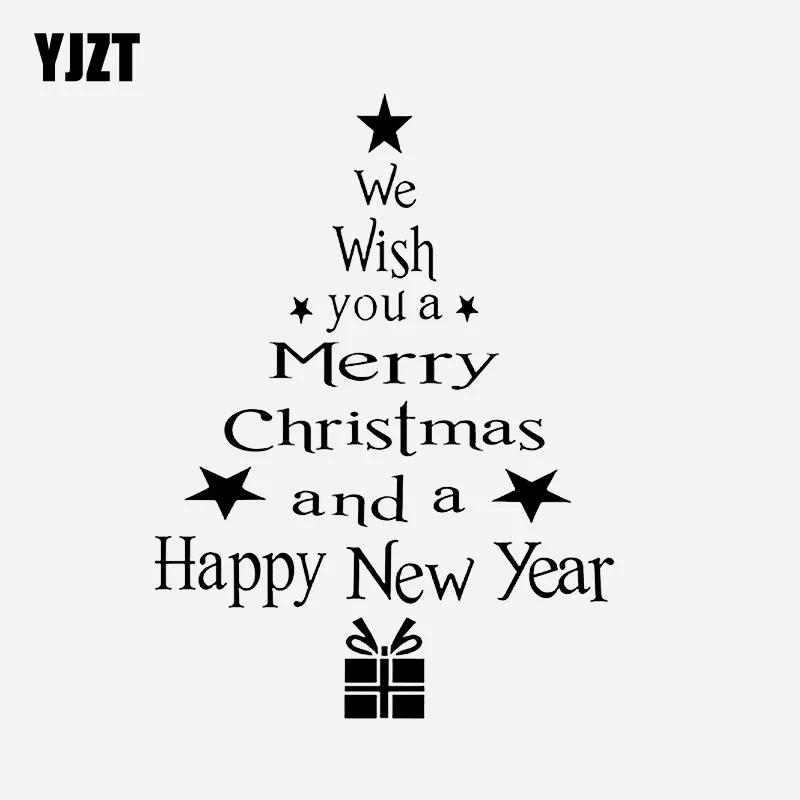 

YJZT 12,3 см * 16,8 см творческие поздравительные с надписью на Рождество и новый год, автомобильные наклейки, виниловые наклейки, черные/Серебрис...