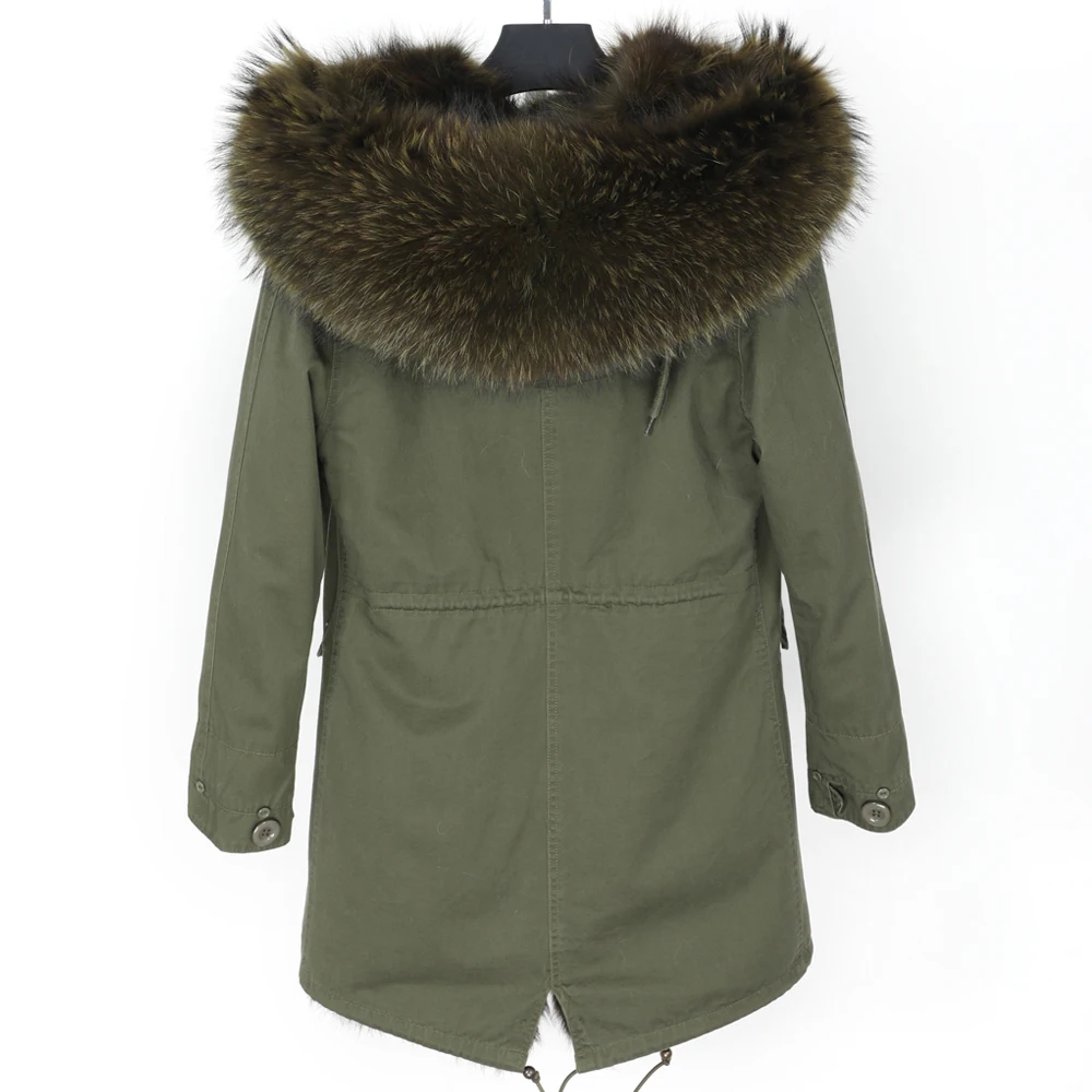 2018 модная новая женская одежда со съемной подкладкой из меха енота Parker пальто