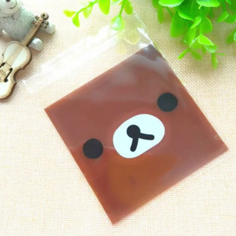 Brown bear 50 шт. милый мультяшный милый маленький пластиковый пакет с животными для свадьбы, дня рождения, вечеринки, печенья, конфет, закусок, мыла ручной работы, Подарочная сумка для хранения - Цвет: Brown bear