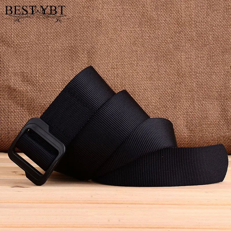 

Best YBT Unisex belt new Multifunction weaving Nylon Plastic black buckle Men belt casual solid color Man and Women belt