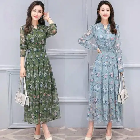 Женское шифоновое платье длинное облегающее большого размера с принтом и