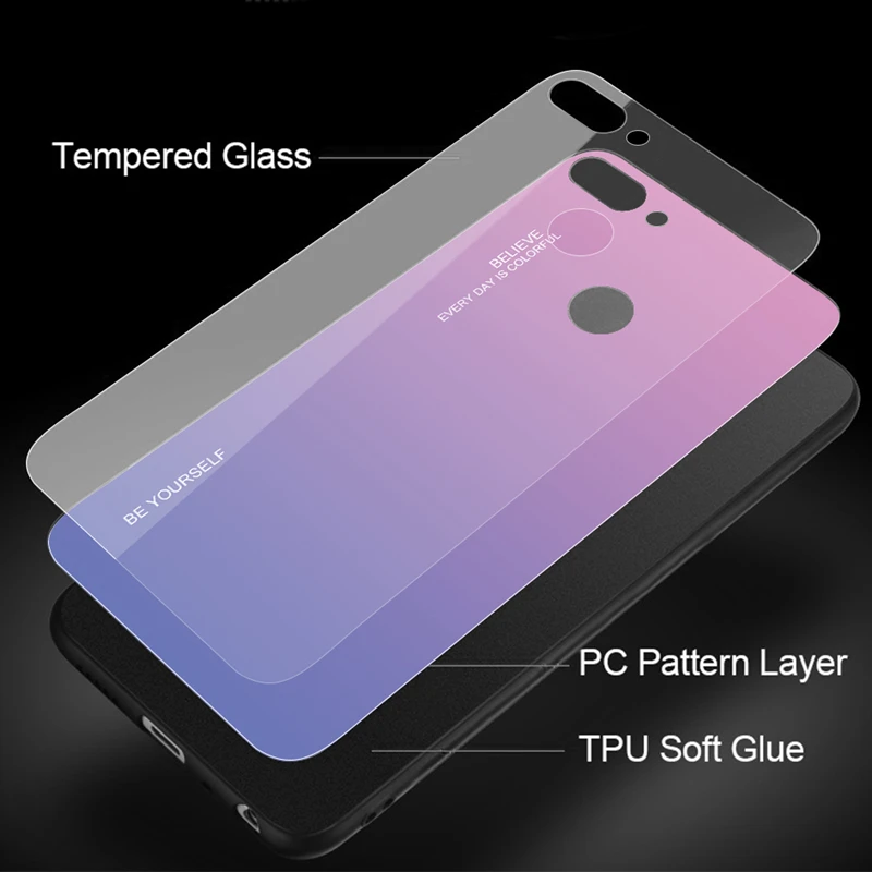 Стеклянный чехол градиентного цвета для Huawei Honor 8X 10 10i 10Lite 9 lite Max задняя защитная