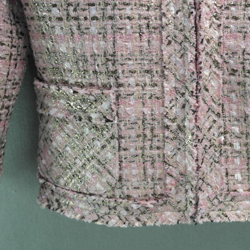 Розовый Бронзовый Золотой твидовый пиджак + шорты/юбка костюм весна/осень/зима