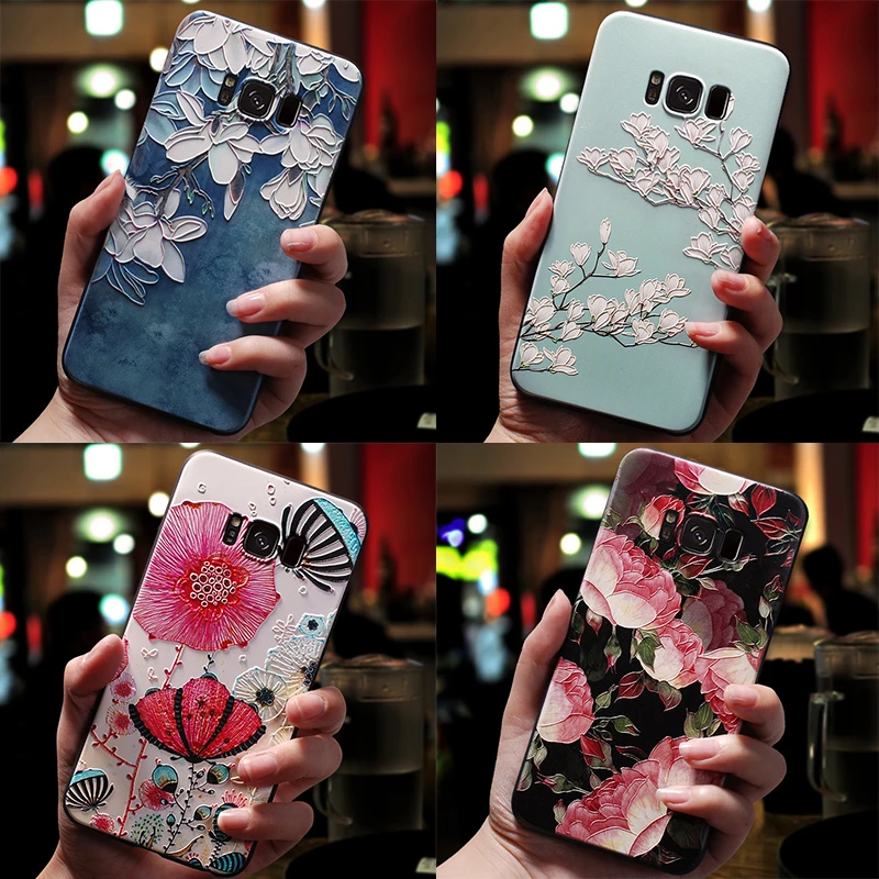 3D чехол с тиснением в виде цветка для Samsung Galaxy A72 A52 A32 A12 A21S A02S A51 A71 A50 A70 S21 Ultra S20 FE S10 S9