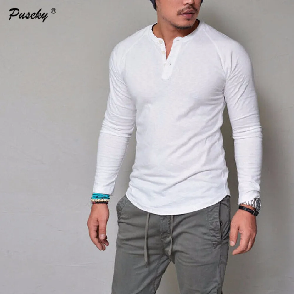 Горячие 2017 Новая мода Для мужчин одежда Цвет с длинным рукавом Slim Fit Футболка
