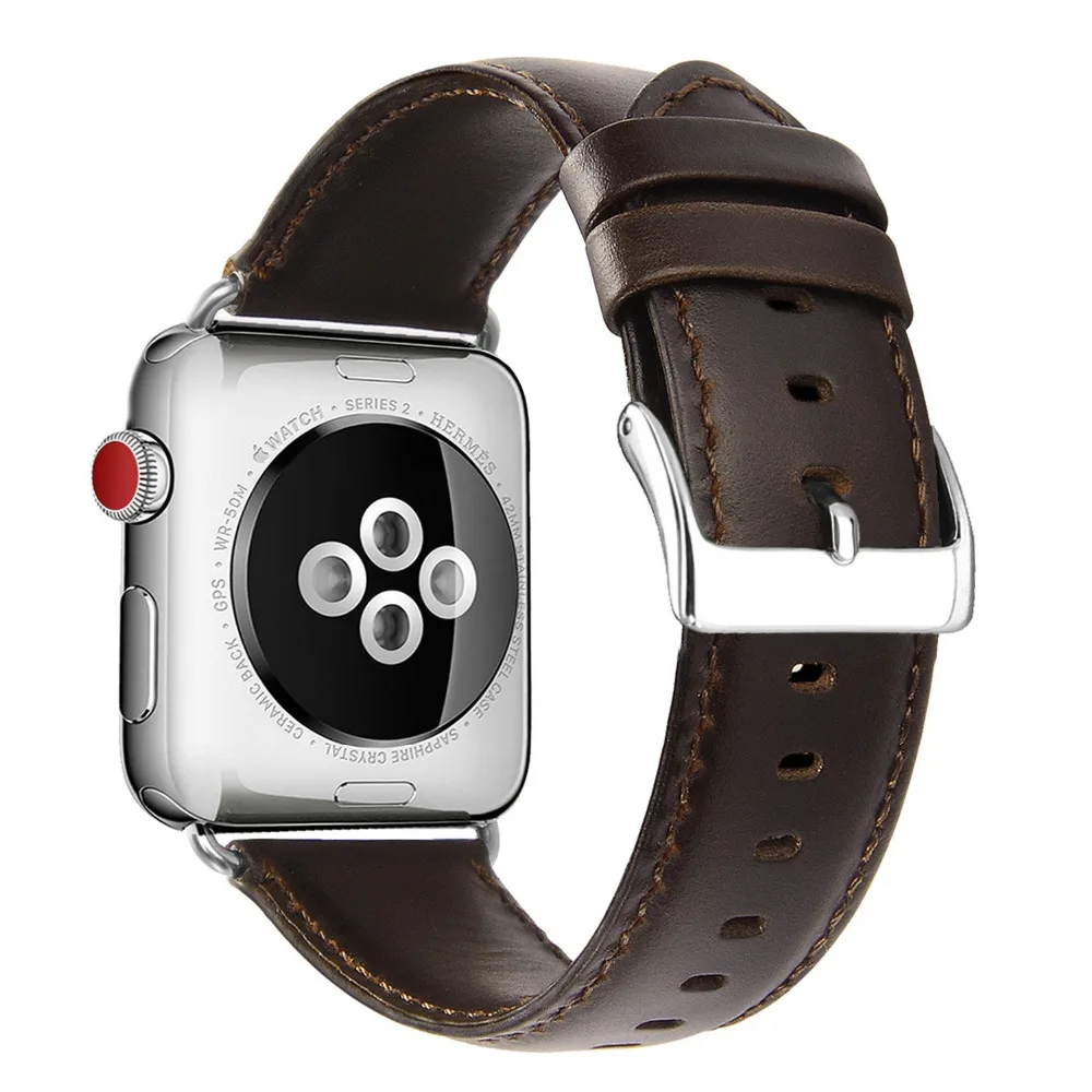 Классический коричневый кожаный петля ремешок для Apple Watch Series1 серии 2 3 4 замена