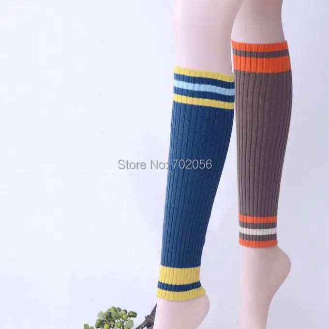 2016 Knitted striped Leg Warmers Covers 20 pairs/lot mixed colors #3696