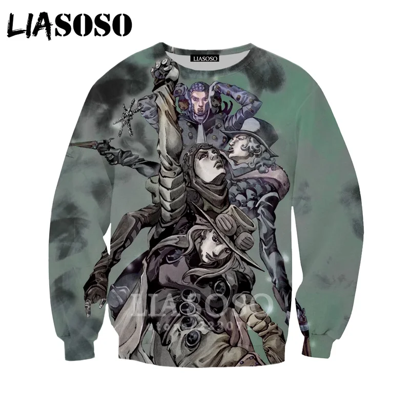 LIASOSO мужские и женские Аниме толстовки 3D принт мужская толстовка с капюшоном JoJo