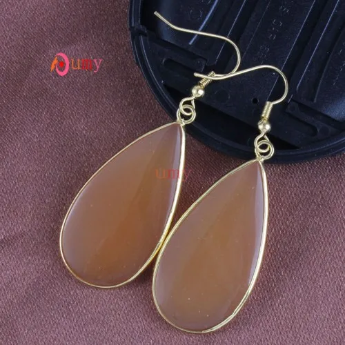 Yellow Agate Светильник из крафт-бусин, цвета желтого золота, смешанный кварцевый камень, элегантный стиль, серьги-капли в виде слезы ангела для женщин, дизайнерские ювелирные изделия - Окраска металла: Yellow Agate