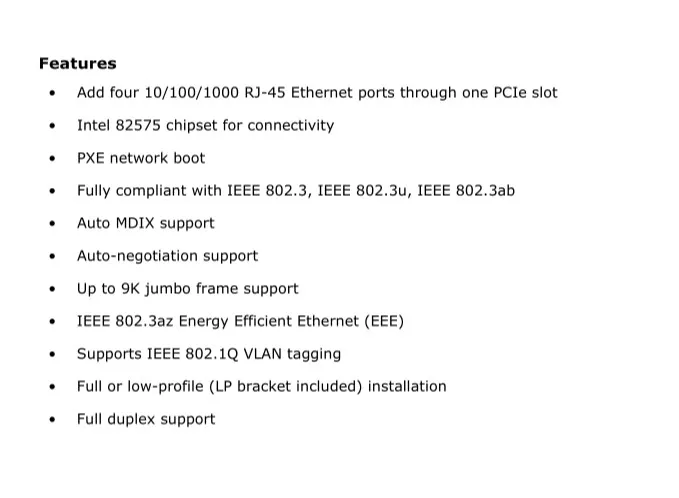 Intel I82575 4 порта Gigabit Ethernet PCI-Express 1X серверный адаптер Сетевая карта T4 TXA063