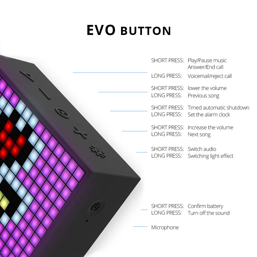 Divoom Tivoo Timebox Evo портативный Pixel Art беспроводной Bluetooth 5 0 динамик LED часы Смарт