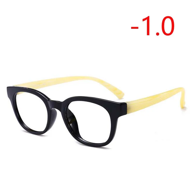 Myopia 100 1,0-1,5-2,0-2,5-3,0-3,5-4,0 круглые очки для близорукости женские мужские Ретро TR90 очки для близорукости полосатая оправа - Цвет оправы: Myopia 100