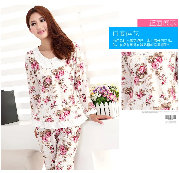 Женская пижама с длинными рукавами Хлопковая для сна комплект осень 2018|pijamas