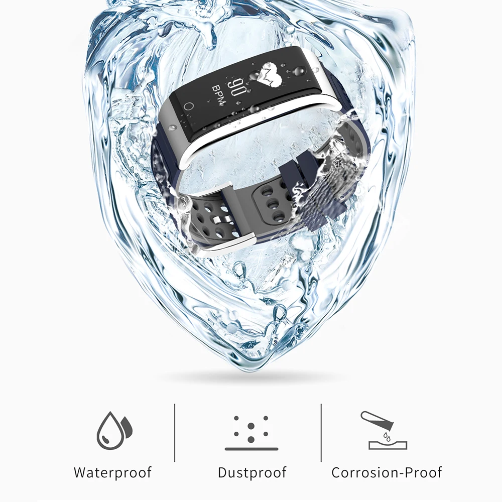 E09 Smart Bracelet Support ECG PPG Blood pressure Heart Rate monitoring fitness tracker Bluetooth Wristband with color strap | Электроника