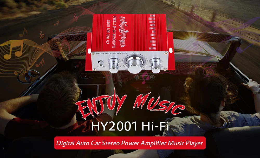 New HY 2001 Hi Fi 12V Mini Auto Car Stereo Amplifier 2 Channel Audio Support CD DVD MP3 Input for Motorcycle Home|car stereo amplifier|amplifier