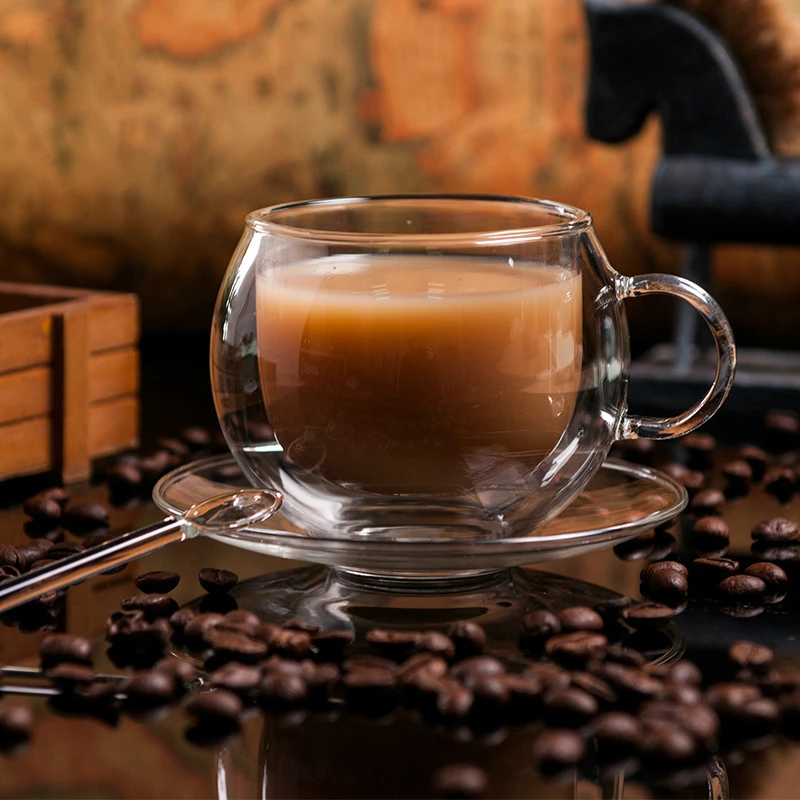 220 мл двойные кофейные чашки набор кофейных чашек континентального типа с ложкой