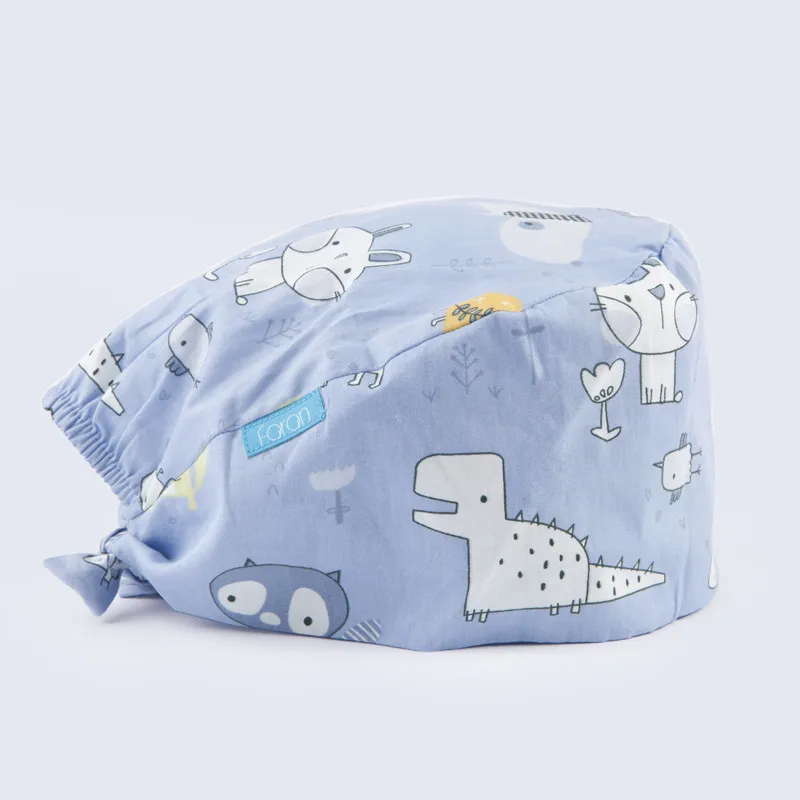 Scrub Cap 2 Женская медицинская шапка с принтом рыбы, хлопковые хирургические кепки, тонкие кепки с напульсником, дышащие Регулируемые Рабочие Шапки для стоматолога - Цвет: Scrub Cap 2