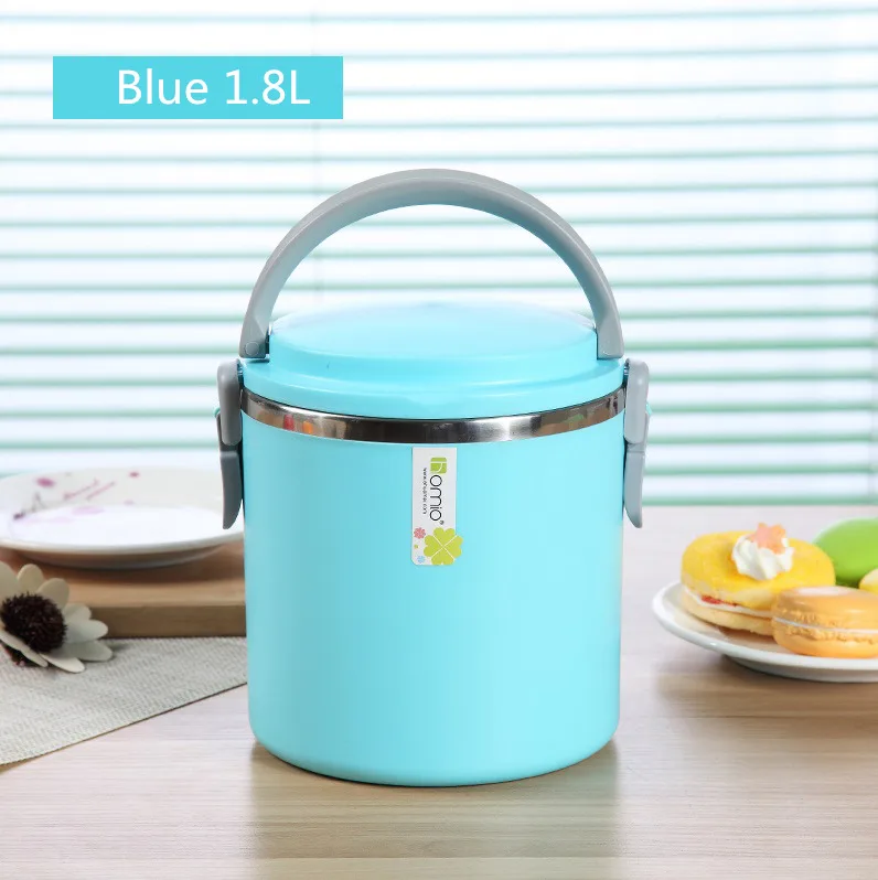 Blue 1.8L ONEUP Портативный Ланч-бокс из нержавеющей стали, 2 слоя, термо-бокс, экологически чистый контейнер для хранения еды для пикника, школьника - Цвет: Blue 1.8L
