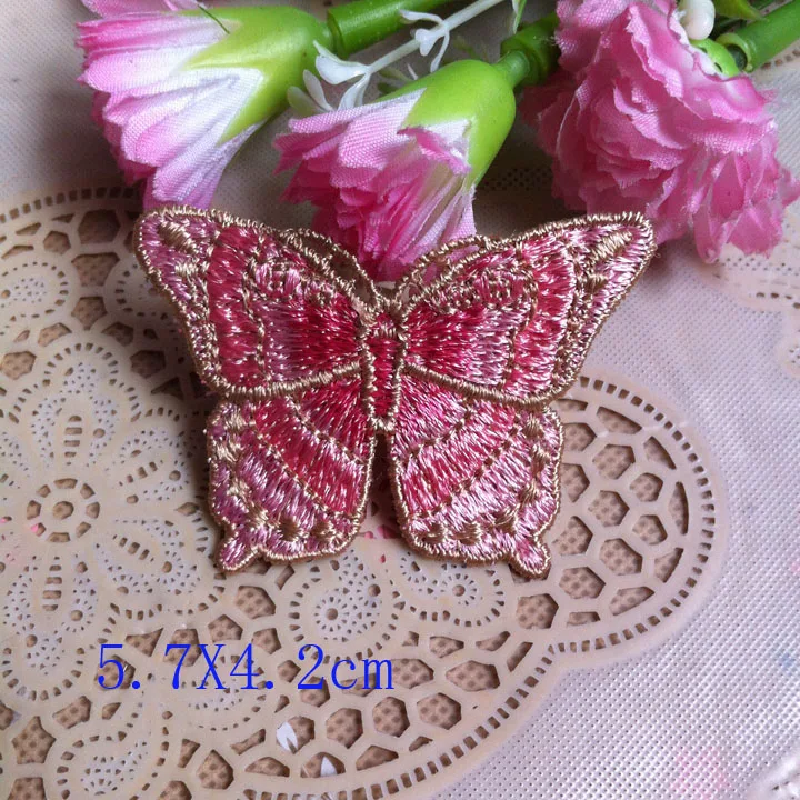 4 шт. кружевные нашивки в виде Розовых Бабочек аппликации из венецианской ткани