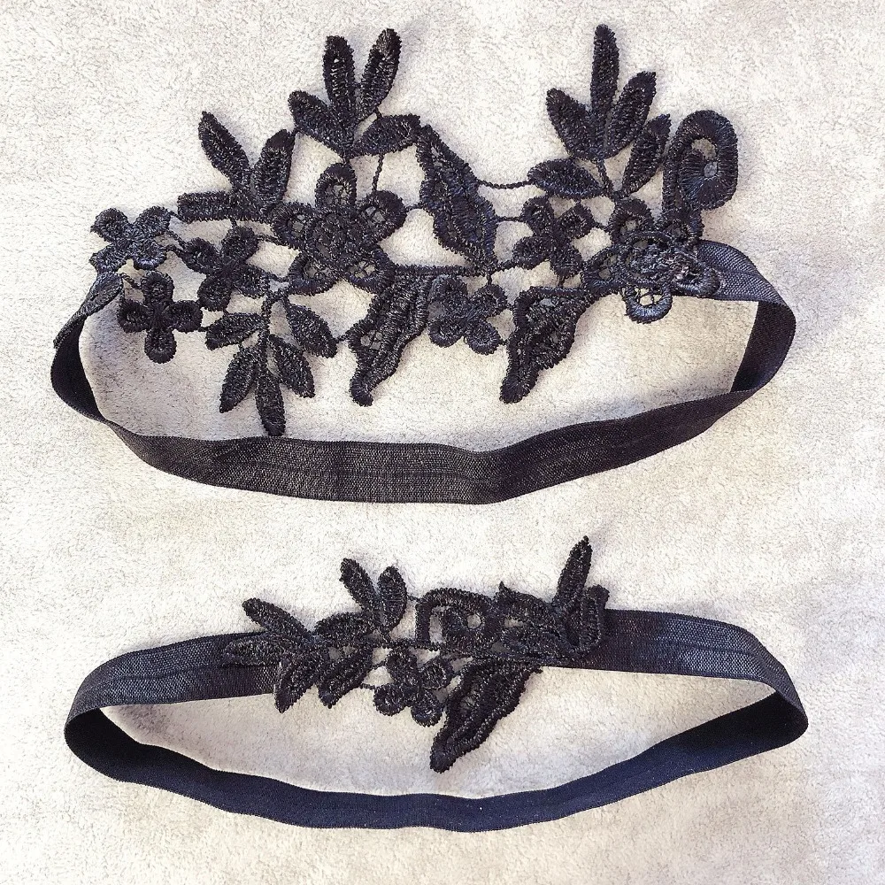 Белые темно синие свадебные подвязки 2 шт. цветочные сексуальные с вышивкой для