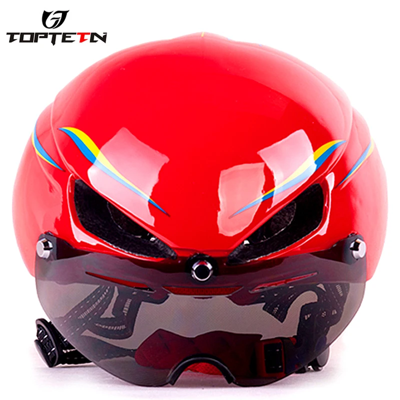 Toptotn с очками очки Mtb велосипед Велоспорт Шлем Bicicleta Capacete Casco Ciclismo Para Сверхлегкий объектив велосипедные шлемы