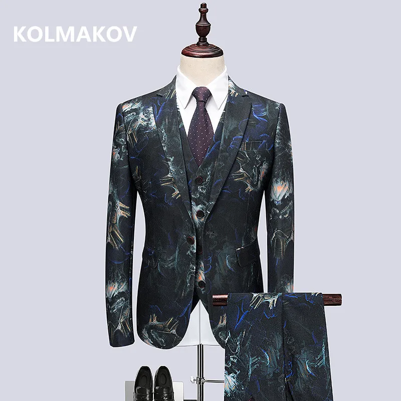 

Мужской костюм, (куртка + жилет + брюки), облегающий повседневный костюм для ночного клуба, большого размера 6XL, на весну, 2019