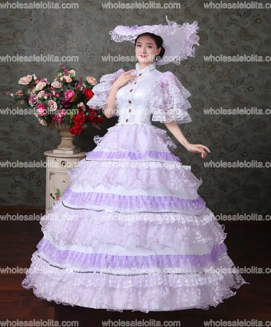 Фиолетовое кружевное маскарадное бальное платье вампира Южная красавица костюм