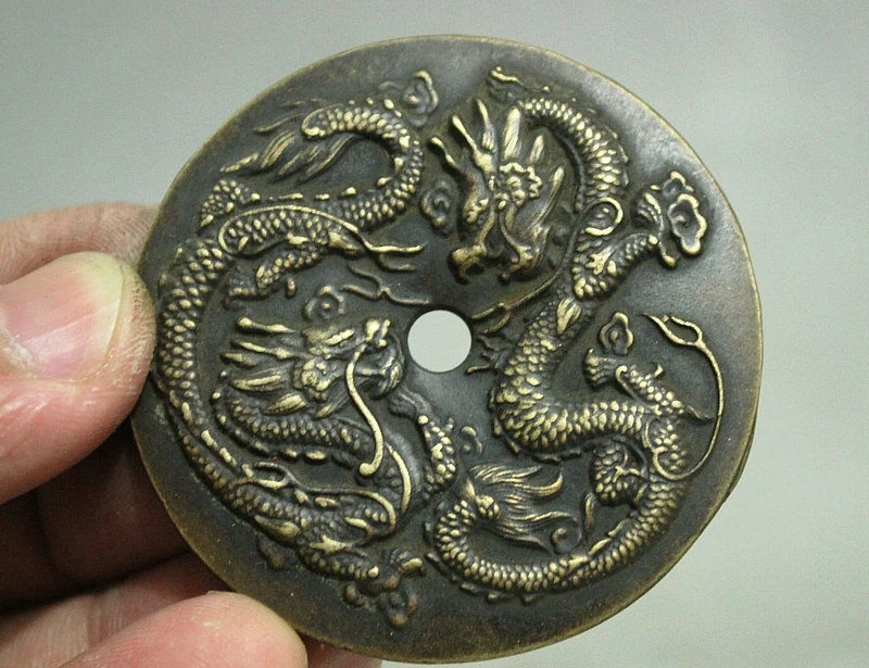 Собирайте народные Древние китайские Fengshui Shen Dragon Tu Teng статуя амулет кулон