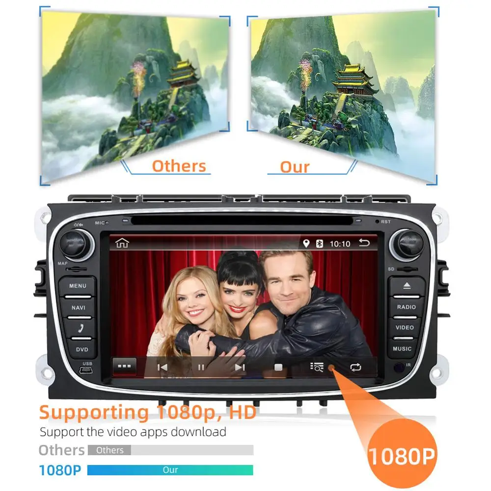 Bosion Android 9,0 автомобильный мультимедийный плеер gps 2 Din PX6 автомобильный dvd для FORD/Focus/S-MAX/Mondeo/C-MAX/Galaxy wifi автомобильный Радио gps 4G64G