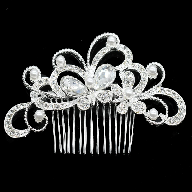 XIAOJINGLING Crystal Leaf Hair Comb Wedding Accessories Bridal Bridesmaids Flower Headwear Rhinestones Head Pieces Jewelry | Украшения и