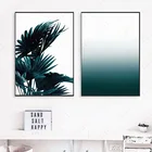 Современные Простые синие листья HAOCHU в скандинавском стиле, тихие и удобные украшения для дома, холщовая картина, постер для стены в гостиной