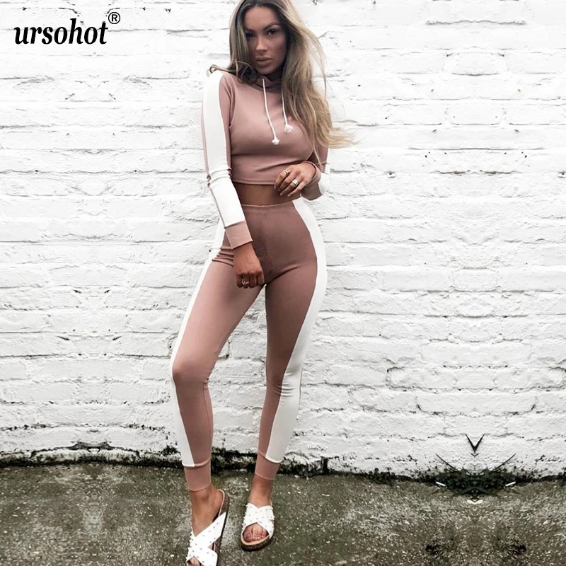 Ursohot/осенние женские спортивные костюмы в стиле пэчворк повседневный короткий